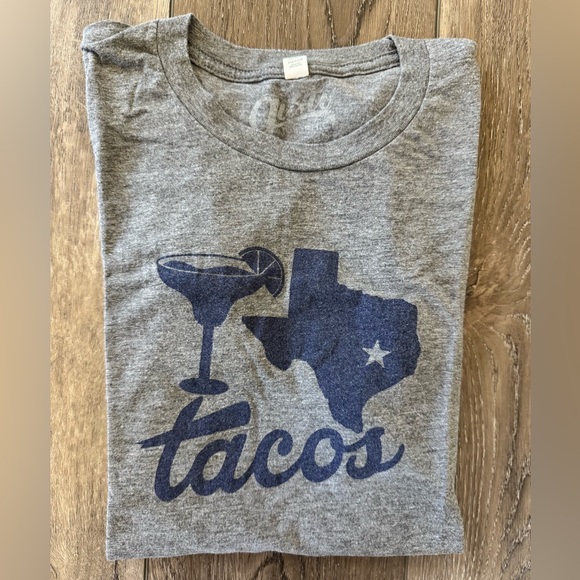 Women’s Gusto Graphic Print T-Shirt Gray Blue Size Small Margaritas TEXAS Tacos - Picture 8 of 9